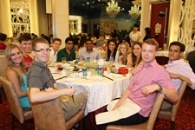 Incoming exchange students enjoy the Chinese banquet with CUHK student ambassadors.